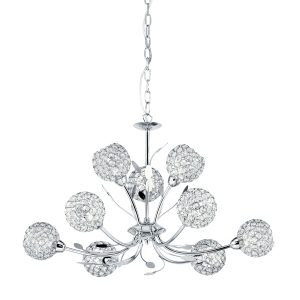 Bellis II 9Lt Pendant - Chrome & Clear Glass