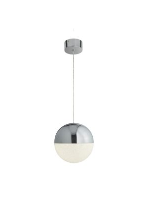 Marbles LED Pendant  -  Chrome Metal & Crushed Ice Shade