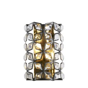 Iris Wall Light - Black Metal, Crystal & Brass