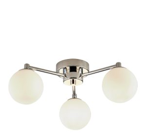 Tiberius 3Lt Flush - Chrome Metal & White Frosted Glass