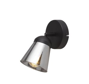 Mega Spotlight Wall Light - Black Metal & Smoked Glass