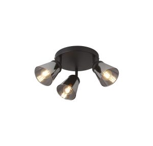 Mega 3Lt Round Spotlight - Black Metal & Smoked Glass