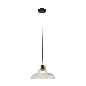 Glossop Pendant - Glass, Black & Brass Metal