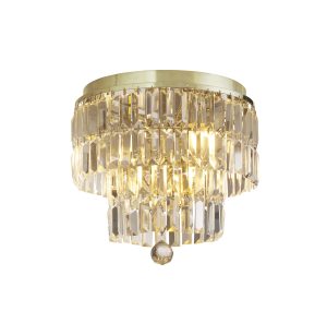 Empire 4Lt Flush - Satin Brass Metal & Champagne Crystal