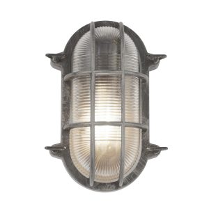 Bulkhead Oval Outdoor Wall/Ceiling Light - Black Silver
