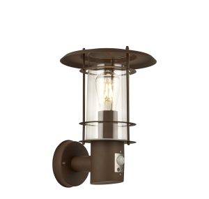 Edgeware Outdoor Wall Light + Sensor  - Rust Brown, IP44