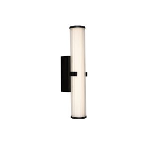 Clamp Wall Light - Black Metal, Ribbed Clear & Opal Diffuser