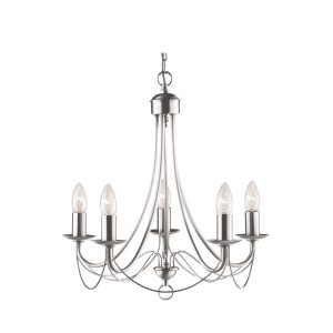 Maypole 5Lt Pendant - Satin Silver Metal