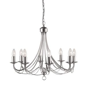 Maypole 8Lt Pendant - Satin Silver Metal