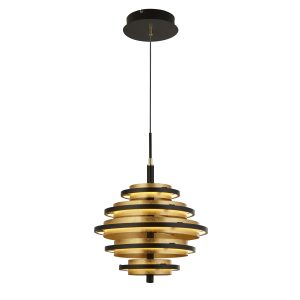 Hive 5Lt Pendant - Black Metal & Gold Leaf