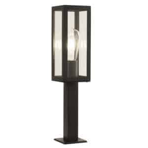 Box Outdoor Post - Black Metal & Clear Glass