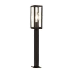 Box Outdoor Post - Black Metal & Clear Glass
