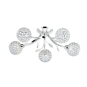 Bellis II 5Lt Semi-Flush - Chrome & Clear Glass Beads