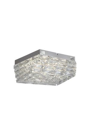 Modena LED Flush, Chrome and Clear Crystal