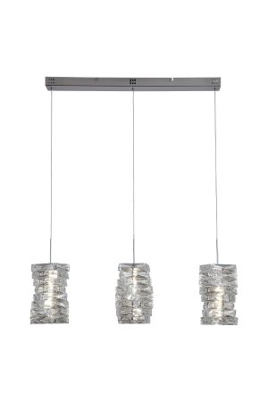 Modena LED 3Lt Bar Pendant, Chrome with Clear Crystal