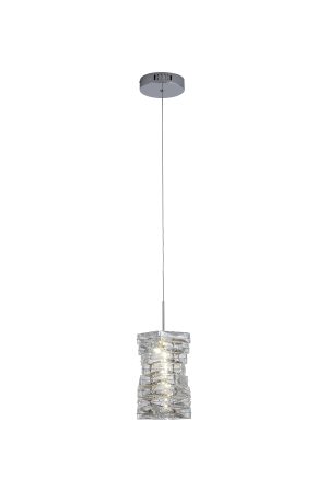 Modena LED Pendant, Chrome and Clear Crystal