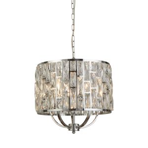 Bijou 5Lt Pendant - Chrome Metal & Crystal Glass