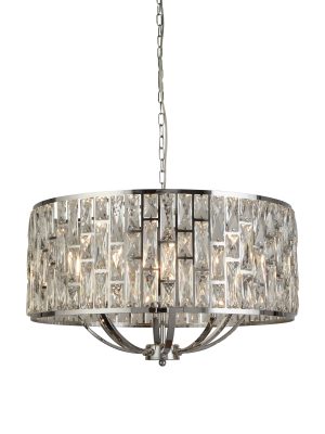 Bijou 8Lt Pendant - Chrome Metal & Crystal Glass