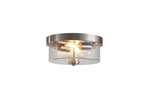 Preston 2Lt Flush, Satin Silver with Seeded Glass