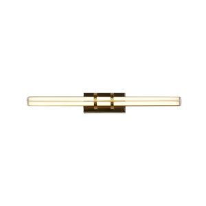 Parma LED Wall Light, Satin Brass Metal & Clear Glass