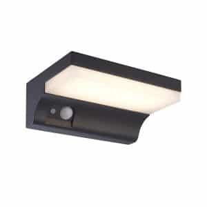 Solar Outdoor Wall Light - Black Metal & White Polycarbonate