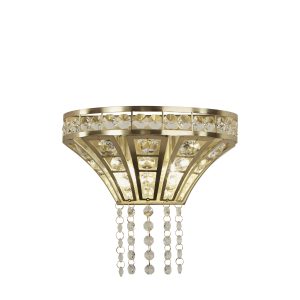 Gemma 2Lt Wall Light - Satin Brass & Clear Crystal