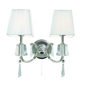 Portico 2Lt Wall Light - Chrome Metal & Glass