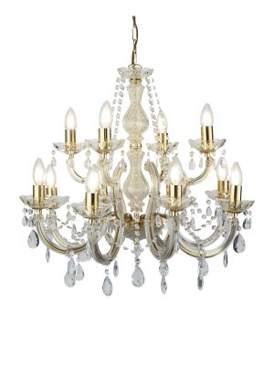 Marie Therese 12Lt Chandelier-Polished Brass & Clear Acrylic