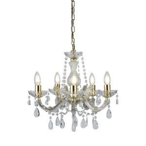 Marie Therese 5Lt Pendant - Polished Brass & Clear Acrylic