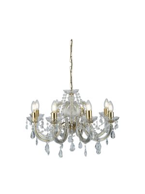 Marie Therese 8Lt Pendant - Polished Brass & Clear Acrylic
