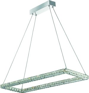 Clover Rectangular Pendant - Chrome & Clear Glass