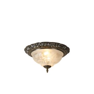 Derby Flush - Antique Brass Metal & Glass