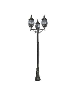 Bel Aire Outdoor Post - Black Metal & Clear Glass