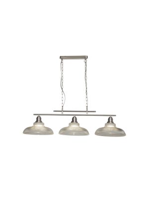 Bistro III 3Lt Bar Pendant - Satin Silver Metal