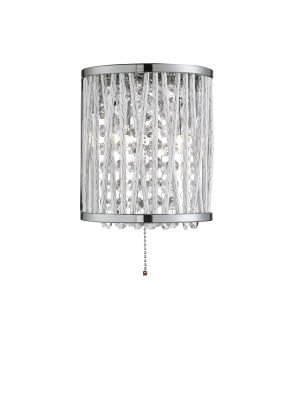Elise 2Lt Wall Light - Chrome Metal & Crystal