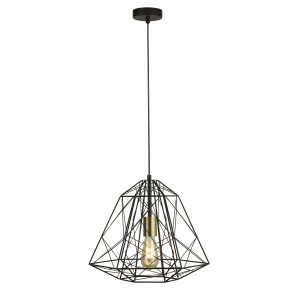 Geometric Cage Pendant - Matt Black Metal