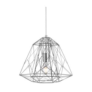 Geometric Cage Ceiling Pendant - Chrome Metal
