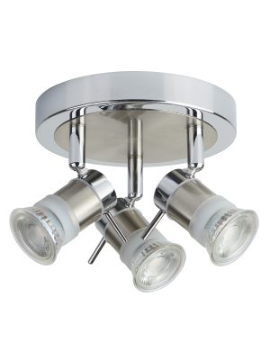 Aries 3Lt Round Spotlight -  Chrome, Satin Silver, IP44