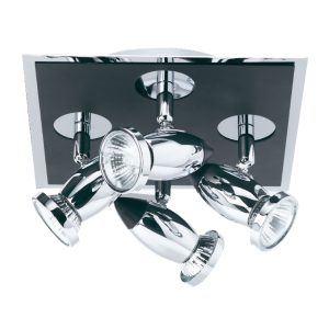 Comet 4Lt Square Spotlight - Matt Black & Polished Chrome