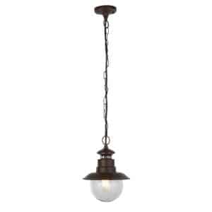 Station Outdoor Pendant - Rustic Brown Metal & Glass