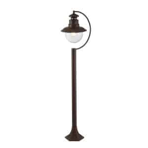 Station Outdoor Post - Brown Metal & Clear Glass