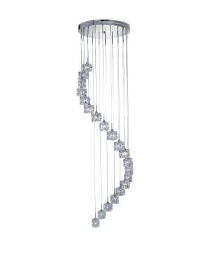 Ice Cube  20Lt Multi-Drop Pendant  - Chrome Metal & Glass