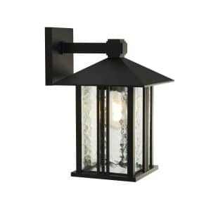 Venice Outdoor Wall Light  -  Black & Water Glass, IP44
