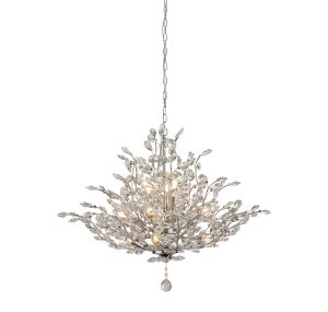 Bouquet  11Lt Pendant - Chrome Metal & Crystal