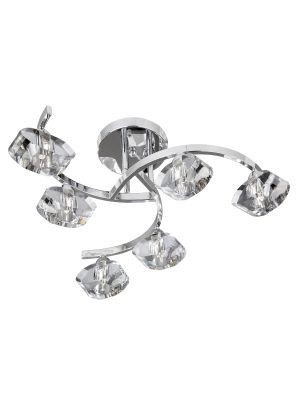 Sculptured Ice II 6Lt Flush - Chrome & Glass