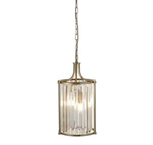 Victoria 2Lt Pendant - Antique Brass Metal & Clear Crystal