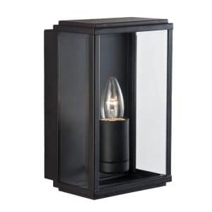 Box Outdoor Wall Light - Black Metal & Glass