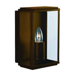 Box Outdoor Wall Light - Rustic Brown & Glass
