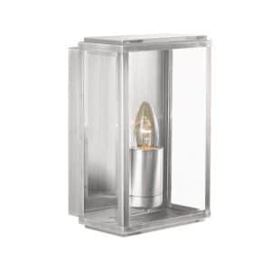Box Outdoor Wall Light - Satin Silver Metal & Glass
