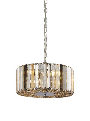 Chapeau 3Lt Pendant/Semi-Flush - Chrome & Mixed Glass